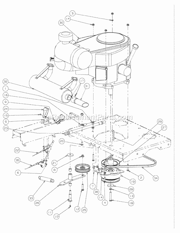 Kawasaki Engine Assembly Diagram and Parts List for M54-KW 53DB5DBW750-23-HP Cub Cadet Lawn Tractor